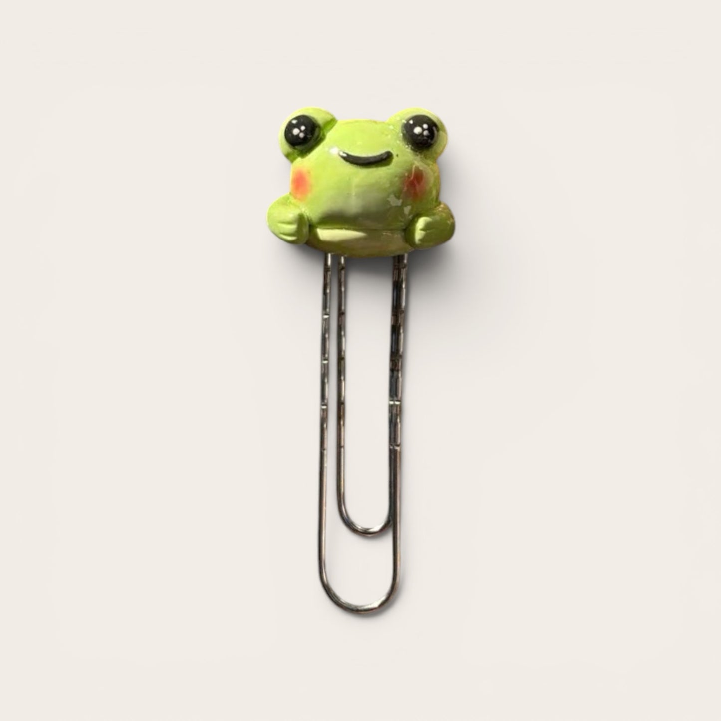 Handmade Frog Polymer Clay Bookmarks, Whimsical Reading Accessory