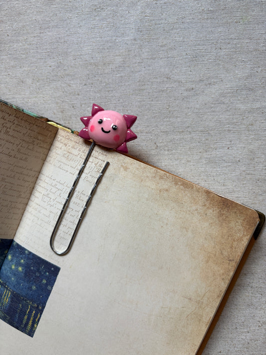 Handmade Axolotl Polymer Clay Bookmarks, Whimsical Reading Accessory