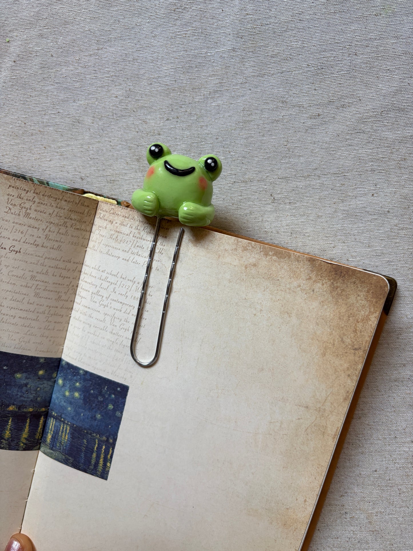 Handmade Frog Polymer Clay Bookmarks, Whimsical Reading Accessory