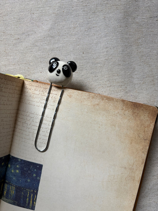 Handmade Panda Polymer Clay Bookmarks, Whimsical Reading Accessory