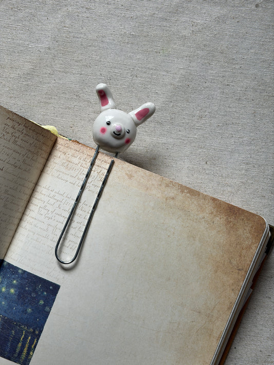 Handmade Rabbit Polymer Clay Bookmarks, Whimsical Reading Accessory